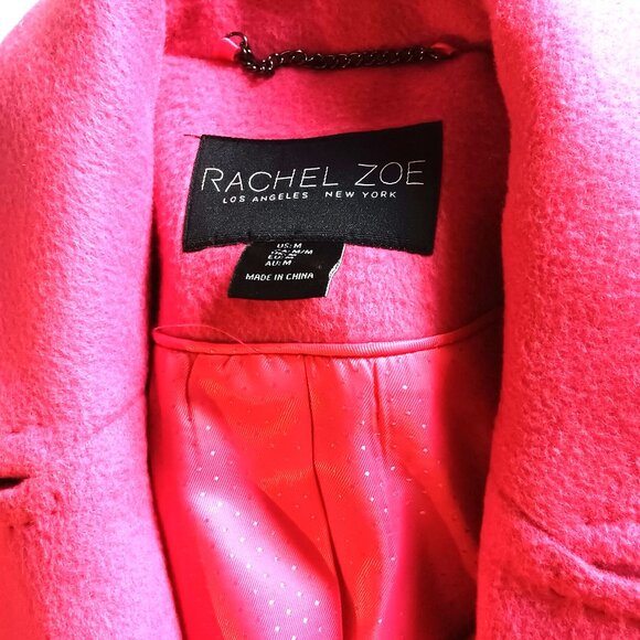 PINK RACHEL ZOE DOUBLE-BREASTED SPRING COAT, LARGE/MEDIUM - Picture 3 of 4